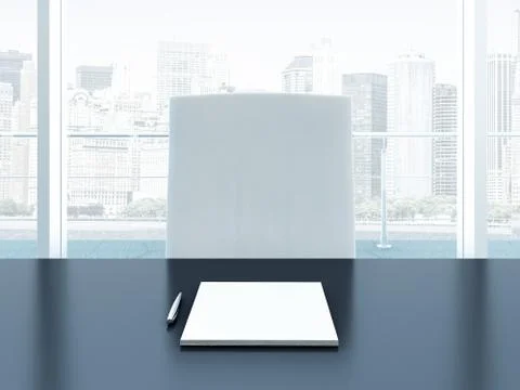 Office interior with table and blank sheets 库存插图