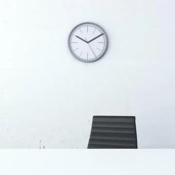 Office interior with table, chair and clock Stock Illustration