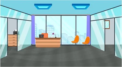 Office Interior Vector Illustration, Editable Source File 库存插图