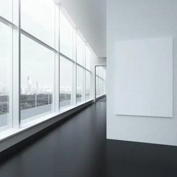 Office interior with white frame and windows Stock Illustration