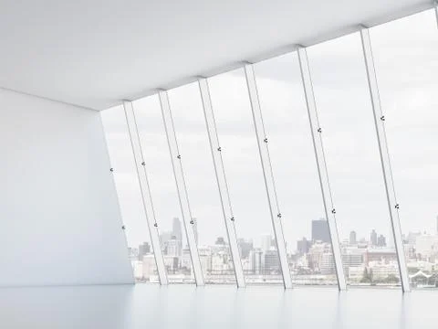 Office interior with windows Ilustración de archivo
