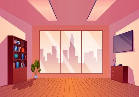 Office interior, workplace room, modern interior cabinet Stock Illustration