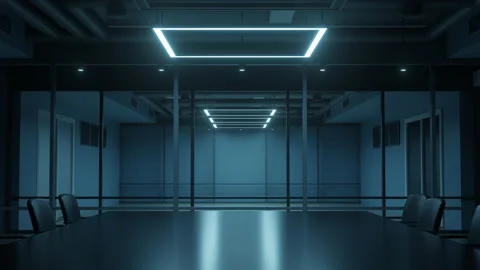 Office interior zooming out dynamic background. Workspace Stock Footage 163757084