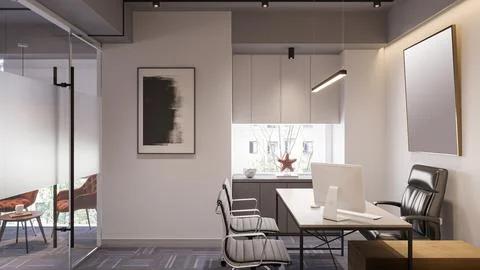 Office Interiors that Spark Joy Infusing Positivity into the Workspace Stock-Illustration