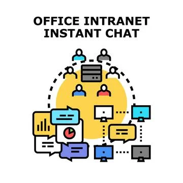 Office intranet instant chat system connecting employees Illustrazione stock
