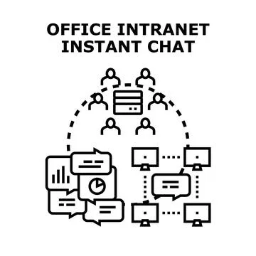 Office intranet instant chat system connecting employees イラスト素材