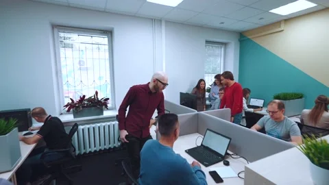 An office in an IT company, programmers work in an office 스톡 동영상 211038666