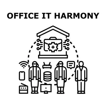 Office it harmony concept with connected employees 스톡 일러스트