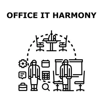 Office it harmony concept with seamless technology integration Stock Illustration