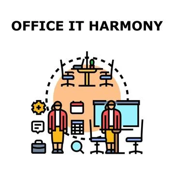 Office it harmony concept with seamless technology integration Stock Illustration