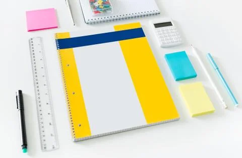 Office items on a desk Stock Photos