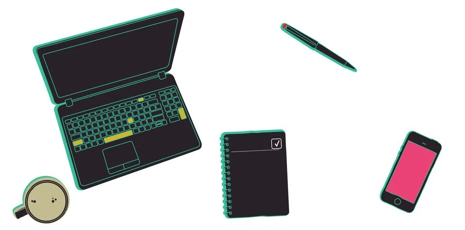 Office items on the isolated background Stock Illustration