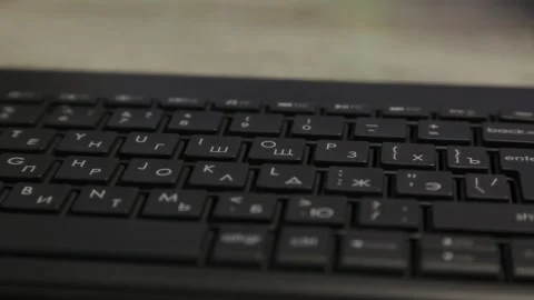 Office keyboard on desk, close-up Video stock 306149905