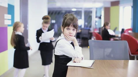 Office kid portrait.static shot Stock Footage 61592870