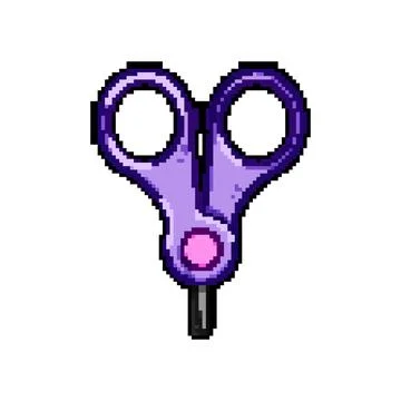 Office kid scissors pixel art vector illustration Stock Illustration
