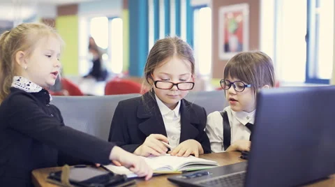 Office kids working with  documents in the office Stock Footage 61244543