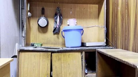 Office Kitchen in Depleted Condition Stock Footage 335378866