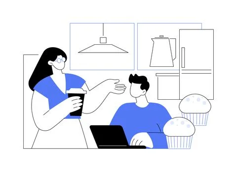 Office kitchen isolated cartoon vector illustrations. Ilustración de archivo