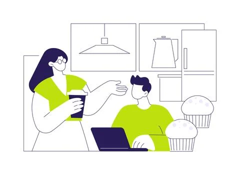 Office kitchen isolated cartoon vector illustrations. Ilustración de archivo