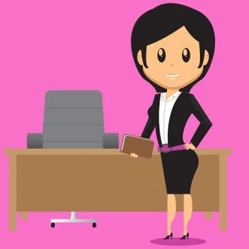Office Lady in Office Stock Illustration