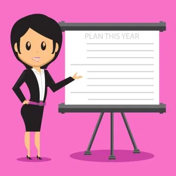 Office Lady Presenting Plan Stock Illustration