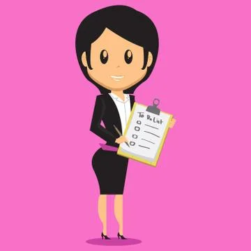 Office Lady Write a Note Stock Illustration