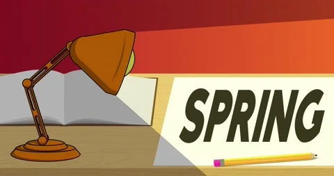 Office Lamp with Spring Text on paper Stock Footage 171963790