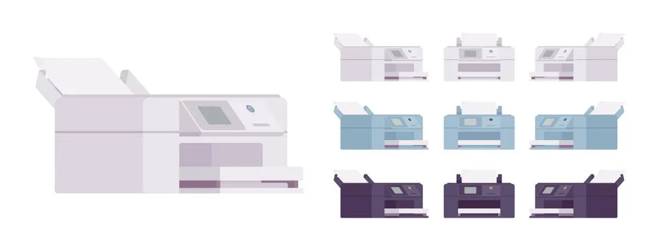 Office laser printer set Stock Illustration