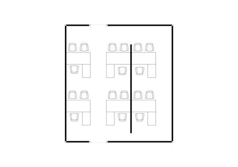 Office layout floor plan with desks and chairs, architectural drawing イラスト素材
