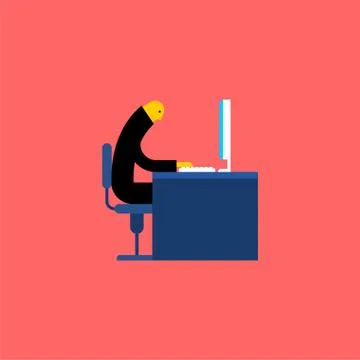 Office life. Manager at computer. Vector illustration Stock Illustration