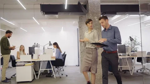 Office life in modern co working space Stock Footage