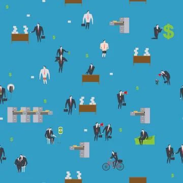 Office life pattern. Corporate background. Managers in workplace. Business .. Stock Illustration