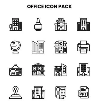 Office Line Bundle Icons Pack 스톡 일러스트