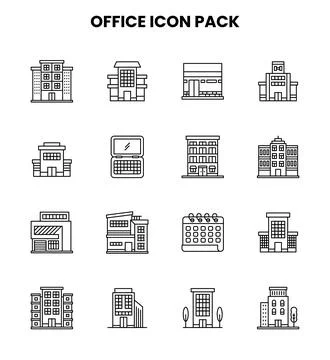 Office Line UI Icons Pack Stock Illustration
