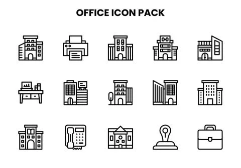 Office Line Vector Icons Pack Illustrazione stock