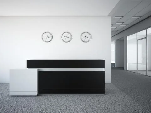 Office lobby with a reception desk Illustrazione stock