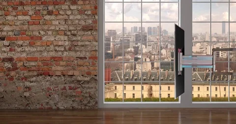 Office loft virtual news set Stock Footage 80440173