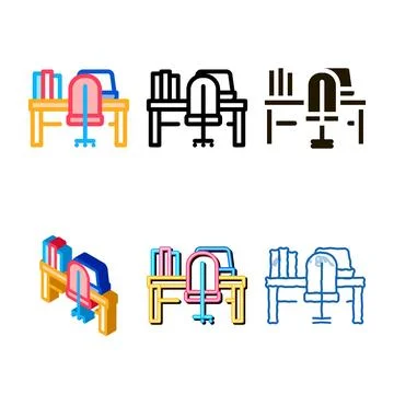 Office looks workspace icon vector outline Stock Illustration