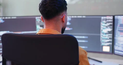 Office, man and employee in computer with coding as data analyst for programming Stock Footage 271052272