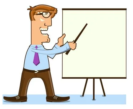 Office man and pointer ner presentation board.vector worker isolated Stock Illustration