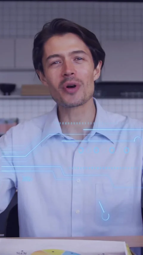In office, man discussing digital security with animation of key and lock icons Stock Footage 344370344