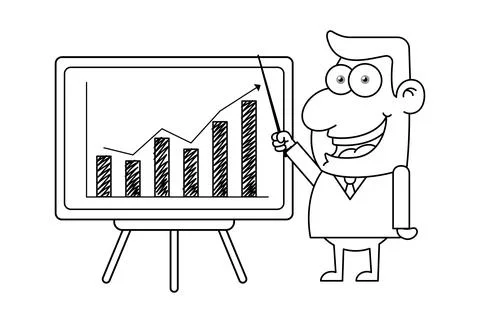 Office Man Doing Business Presentation Outline Stock Illustration