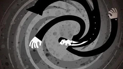 Office man falling through a vortex Stock Footage 342377217