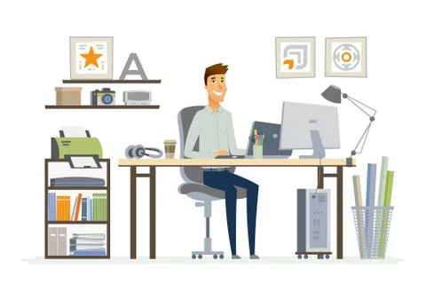 Office Man - modern vector flat illustration Stock Illustration