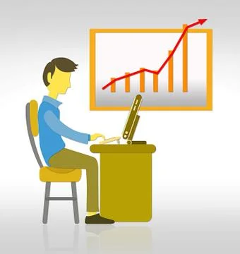 Office-man with over chart イラスト素材