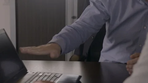 Office Man Pointing At Screen Stock Footage 127035979
