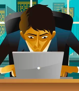 Office man using a computer Stock Illustration