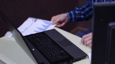 Office Man Work On Laptop Stock Footage 70508152