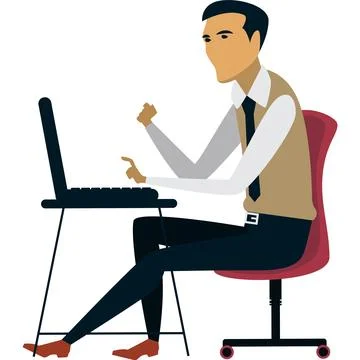 Office man work on laptop vector deadline icon Stock Illustration