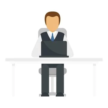 Office man working icon, flat style Stock Illustration
